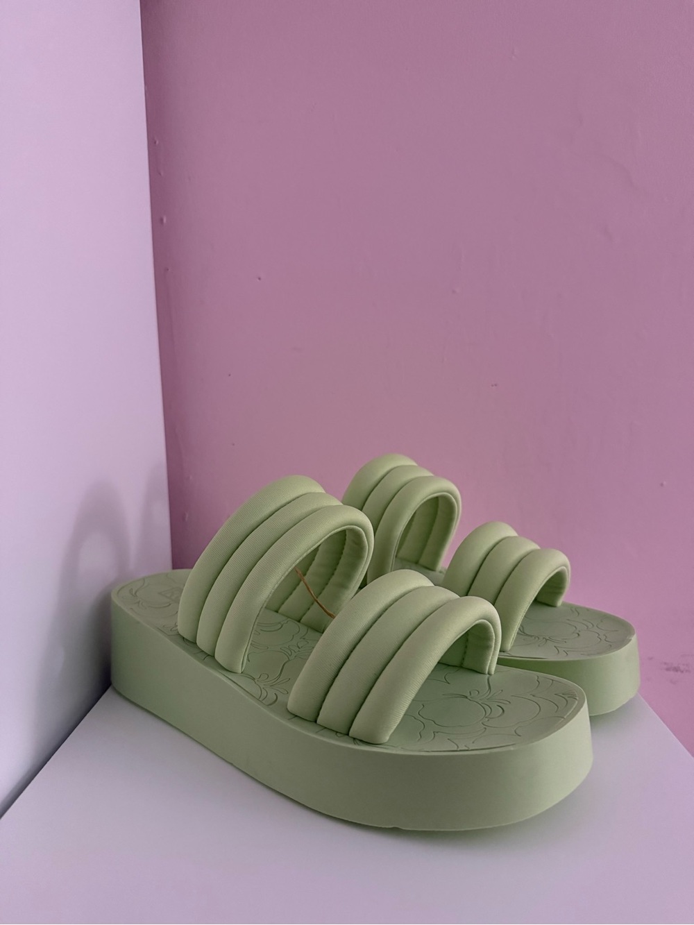 Roxy Women's Sage Green Triple-Strap Platform Slides